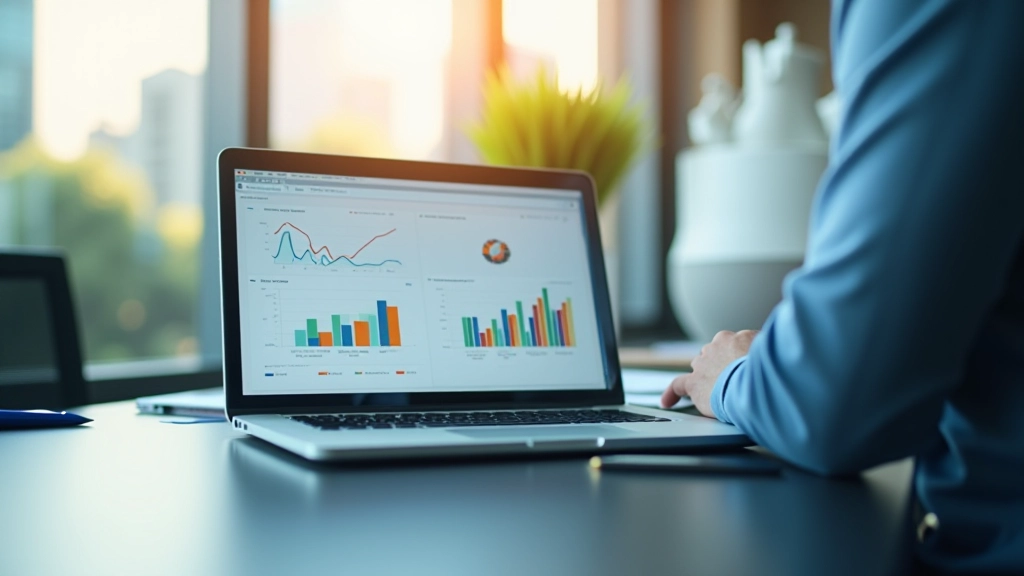 Financial data visualization showing revenue charts and petroleum industry statistics with graphs and numbers
