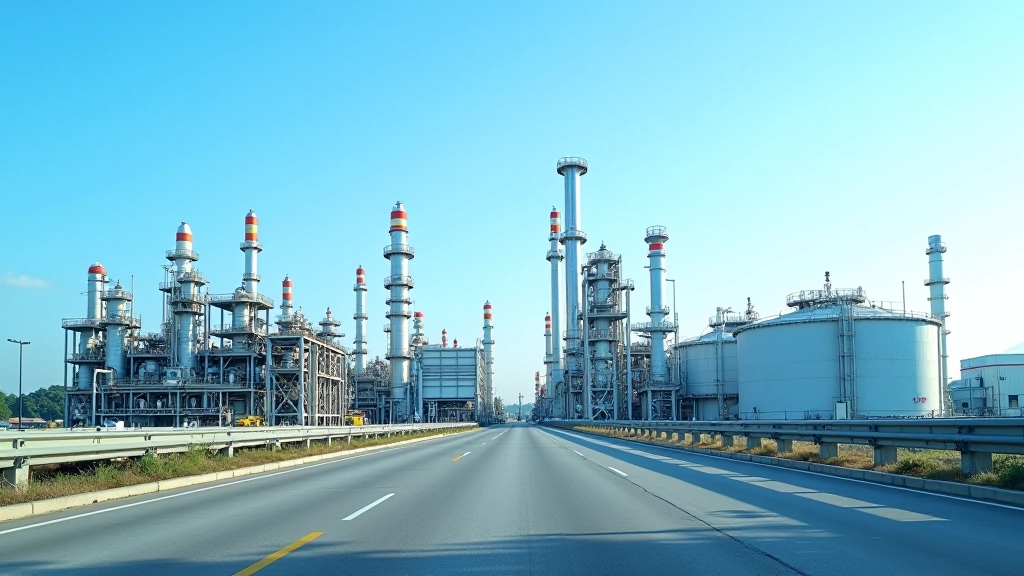 Modern energy production facility with multiple storage tanks and industrial infrastructure