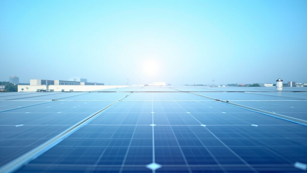 Solar panels on rooftop with clear blue sky in background, showing renewable energy installation